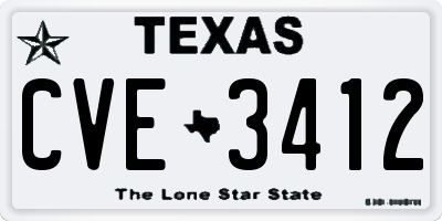 TX license plate CVE3412