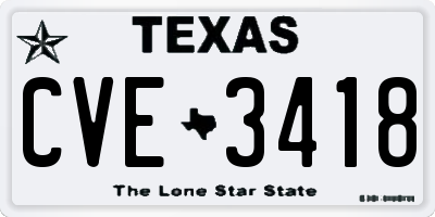 TX license plate CVE3418