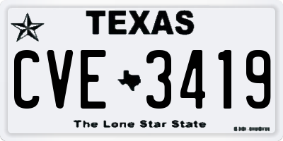 TX license plate CVE3419