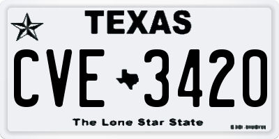 TX license plate CVE3420