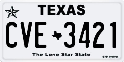 TX license plate CVE3421