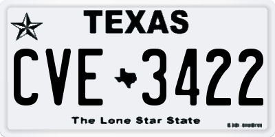 TX license plate CVE3422