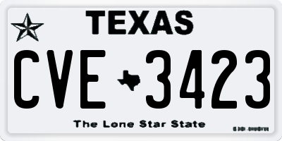 TX license plate CVE3423