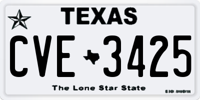 TX license plate CVE3425