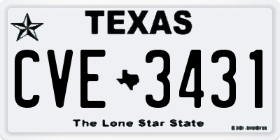 TX license plate CVE3431