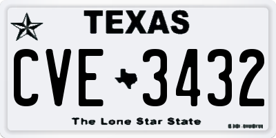 TX license plate CVE3432