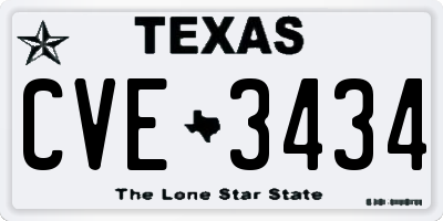 TX license plate CVE3434