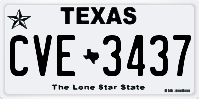 TX license plate CVE3437