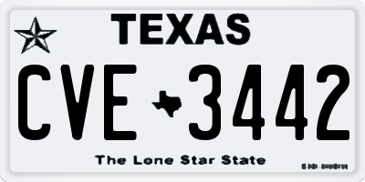 TX license plate CVE3442