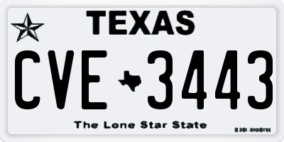 TX license plate CVE3443
