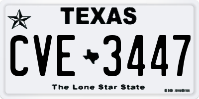 TX license plate CVE3447
