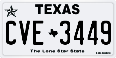 TX license plate CVE3449