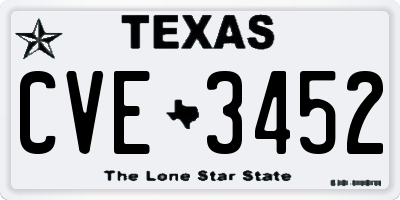 TX license plate CVE3452