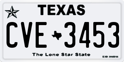 TX license plate CVE3453