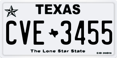 TX license plate CVE3455