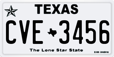 TX license plate CVE3456