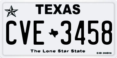 TX license plate CVE3458