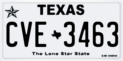 TX license plate CVE3463
