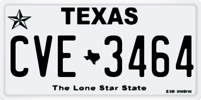 TX license plate CVE3464