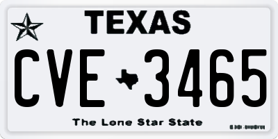 TX license plate CVE3465
