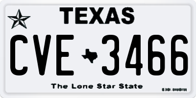 TX license plate CVE3466
