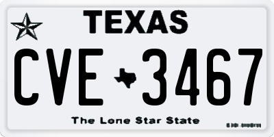 TX license plate CVE3467