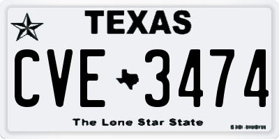 TX license plate CVE3474
