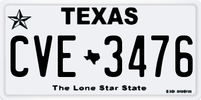 TX license plate CVE3476