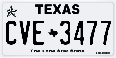 TX license plate CVE3477