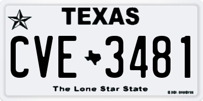 TX license plate CVE3481