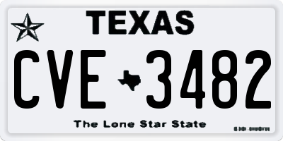 TX license plate CVE3482