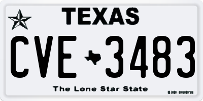 TX license plate CVE3483