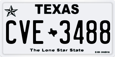 TX license plate CVE3488