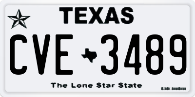 TX license plate CVE3489