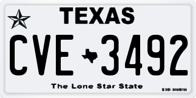 TX license plate CVE3492