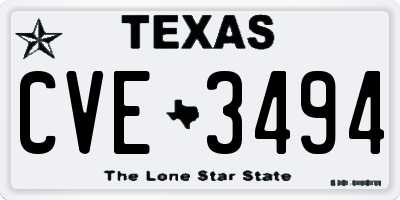 TX license plate CVE3494