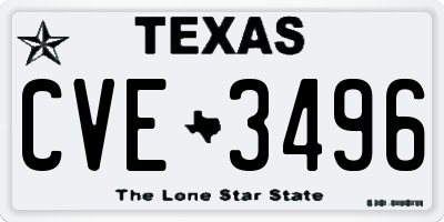 TX license plate CVE3496
