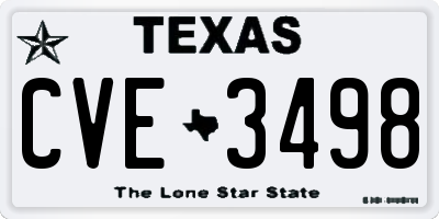 TX license plate CVE3498