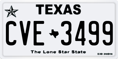 TX license plate CVE3499