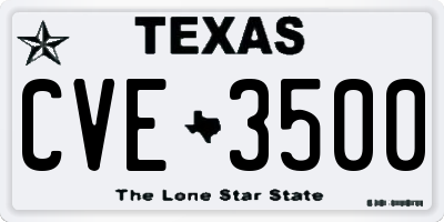 TX license plate CVE3500