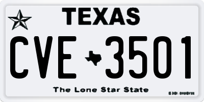 TX license plate CVE3501