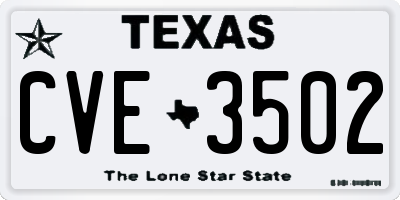 TX license plate CVE3502
