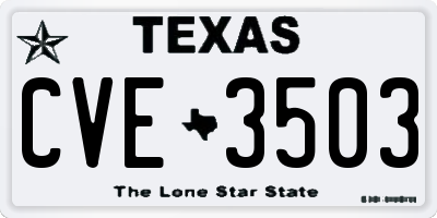 TX license plate CVE3503