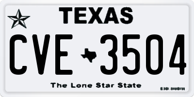 TX license plate CVE3504