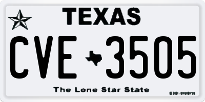 TX license plate CVE3505