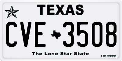 TX license plate CVE3508