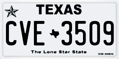TX license plate CVE3509