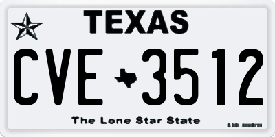 TX license plate CVE3512