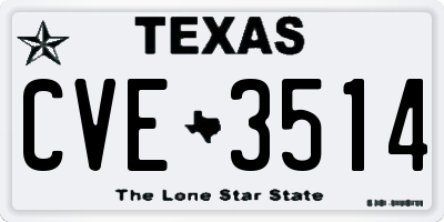 TX license plate CVE3514