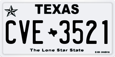 TX license plate CVE3521